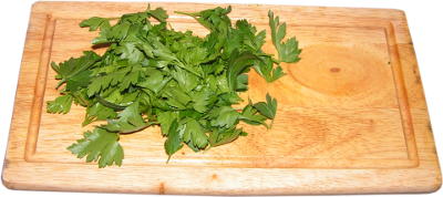 Leaves chopped parsley and pours a bowl in which we do stuffing.